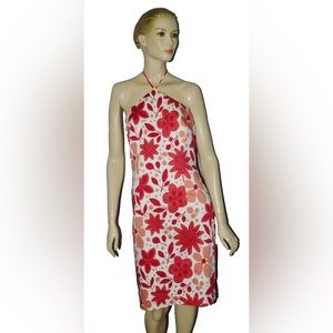 DAVID MEISTER NEW NWT SZ 8 M MEDIUM WHITE CORAL MINI HALTER SUMMER DRESS